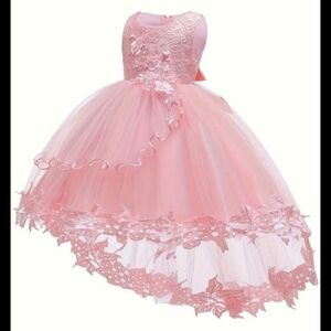 Elegant Pink Lace Kids Dress